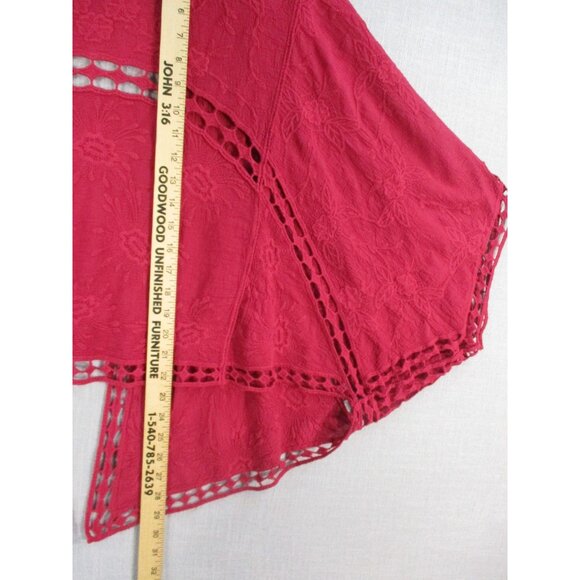 Torrid Womens Lace Open Front Kimono Cardigan Size 1/2 Red 100% Cotton Made In C - Picture 6 of 8